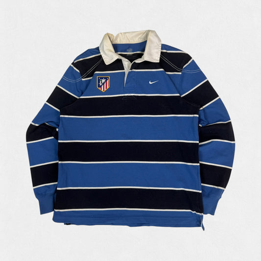 Atletico Madrid 2010/11 Nike football striped rugby polo shirt (L)
