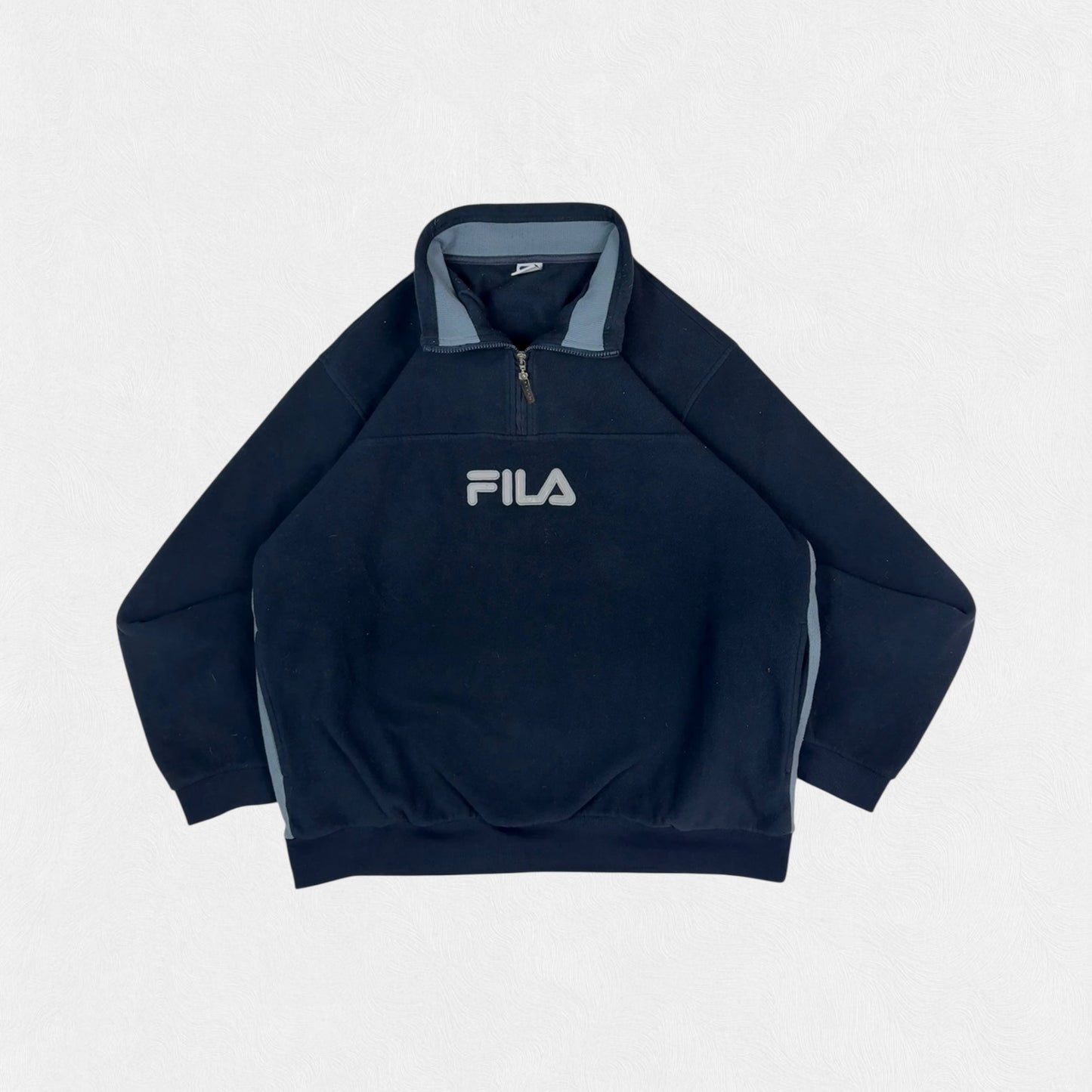 Vintage Fila spell out quarter zip fleece (XL)