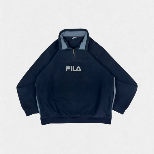 Vintage Fila spell out quarter zip fleece (XL)
