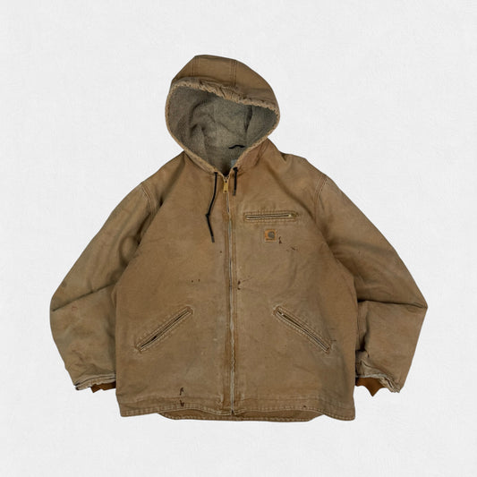 Vintage Carhartt fleece lined hooded canvas workwear jacket (XL)