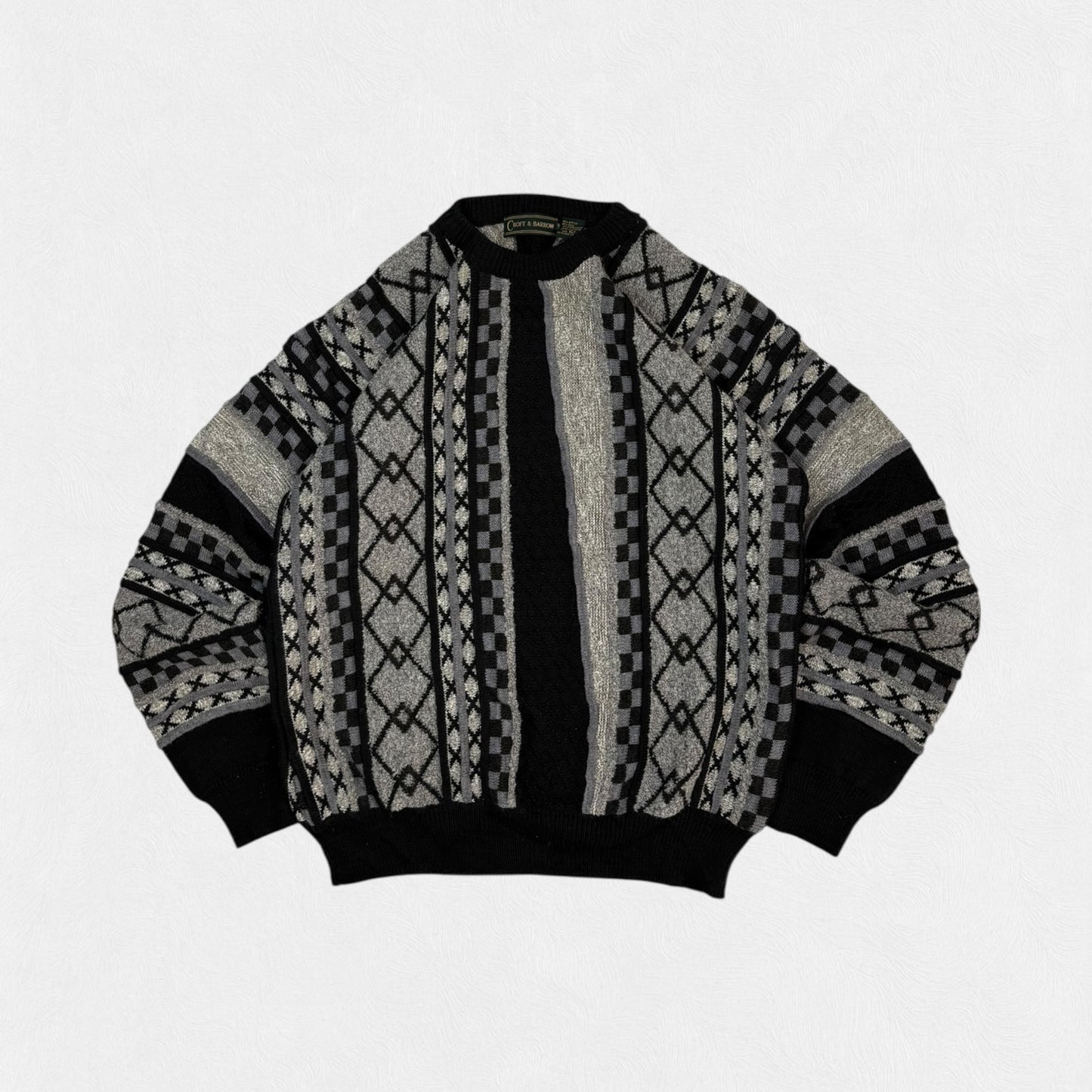 Vintage Croft & Barrow abstract coogi style knit sweater (XL)
