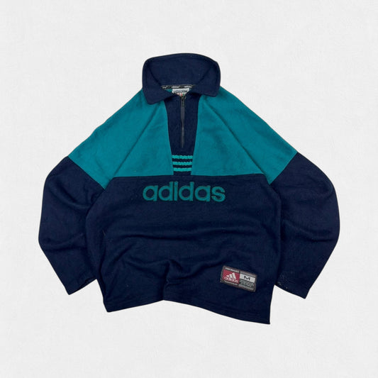 Vintage 90s Adidas spell out quarter zip fleece (M)