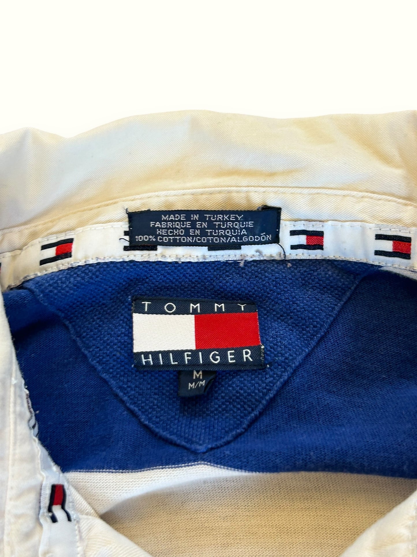 Vintage 90s Tommy Hilfiger striped rugby polo shirt (M)