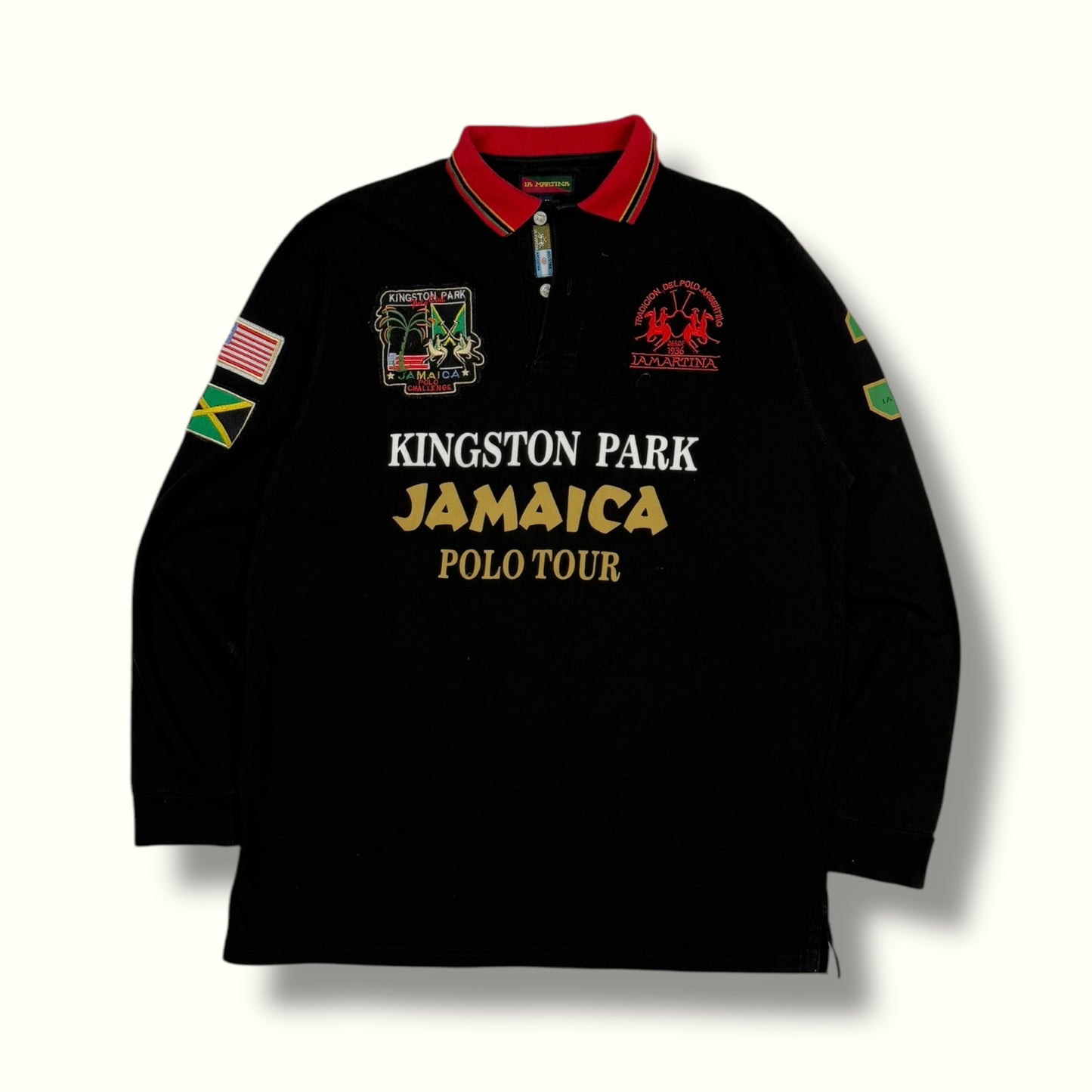 La Martina Kingston Park Jamaica polo tour long sleeve polo shirt (M)