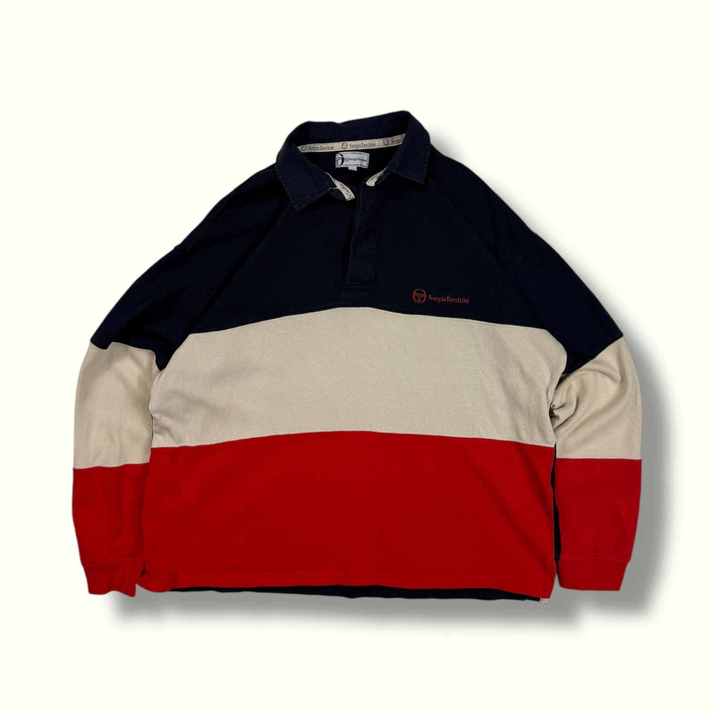Vintage Sergio Tacchini striped rugby polo (XL)