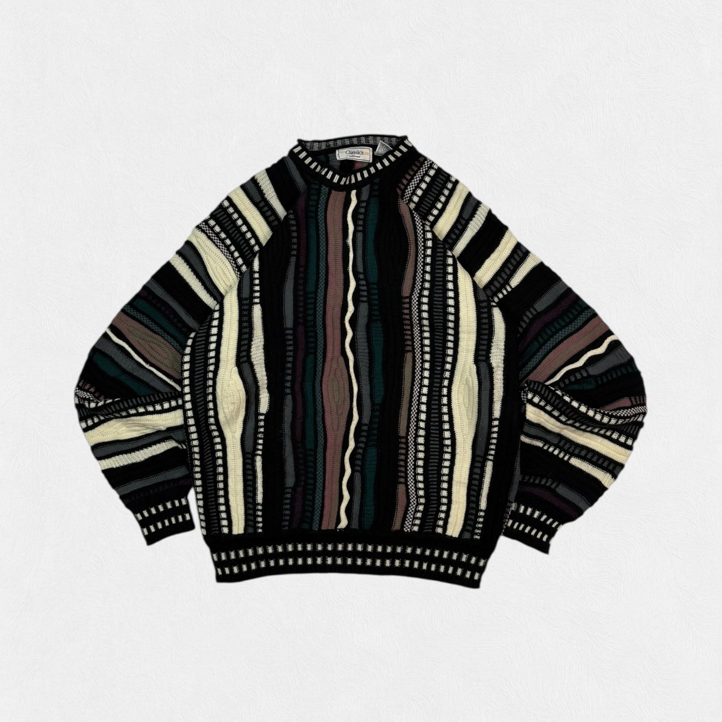 Vintage Coogi style abstract knit sweater (M)