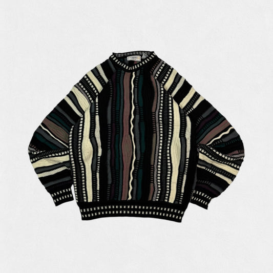 Vintage Coogi style abstract knit sweater (M)