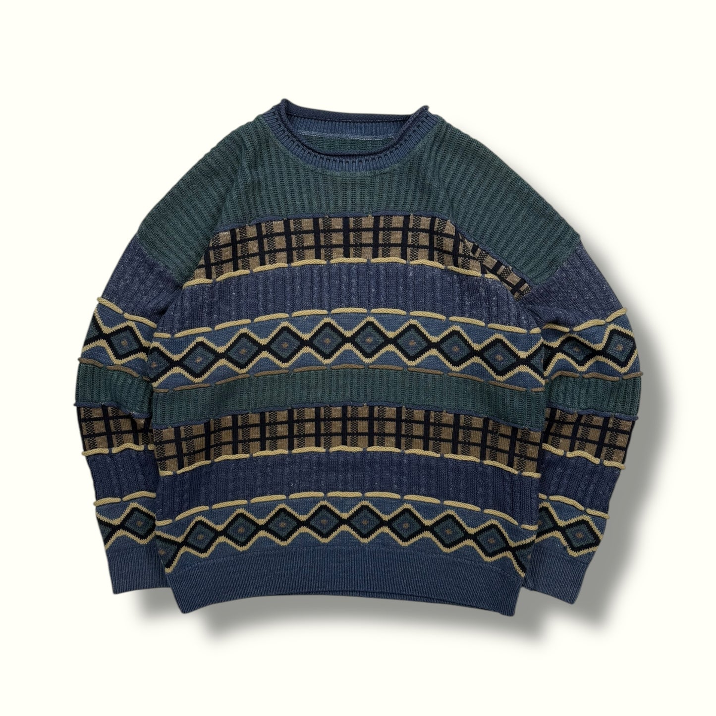 Vintage abstract patterned knit sweater (L)