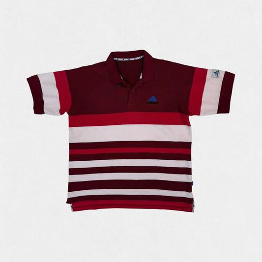 Vintage 90s Adidas striped polo shirt (L)