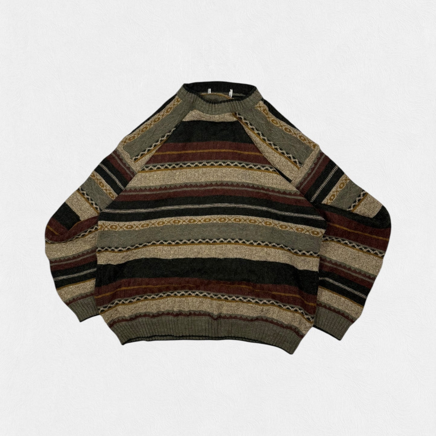 Vintage Grandad style patterned knit sweater (M)