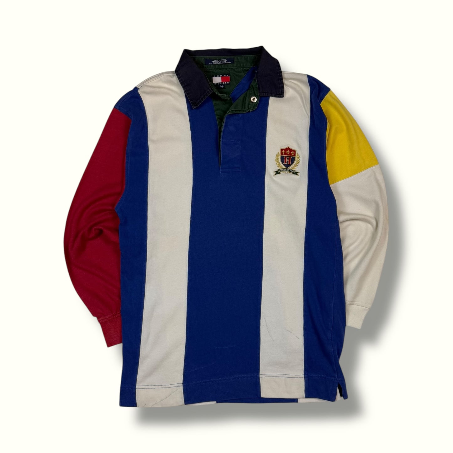 Vintage 90s Tommy Hilfiger striped rugby polo (S)