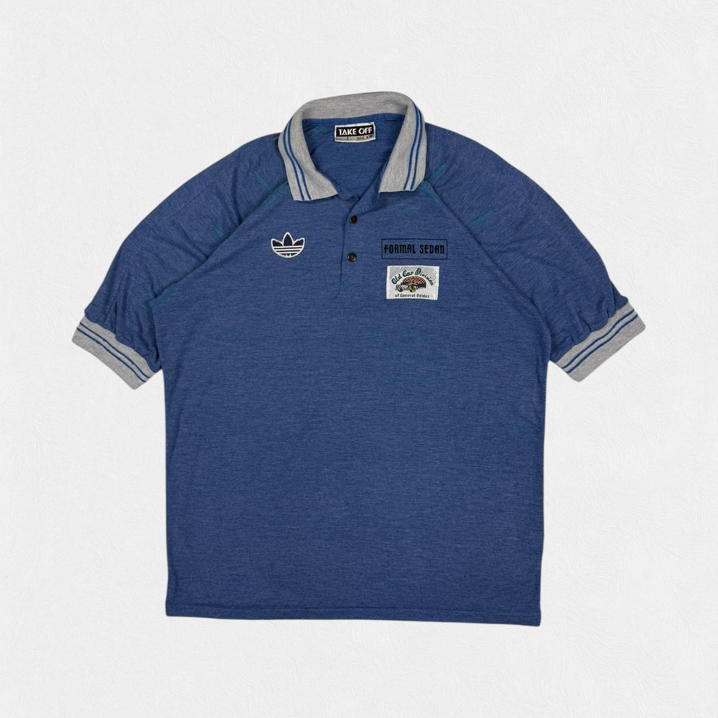 Vintage 90s Adidas Take off old car division polo shirt (M)
