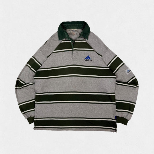 Vintage 90s Adidas striped rugby polo shirt (L)