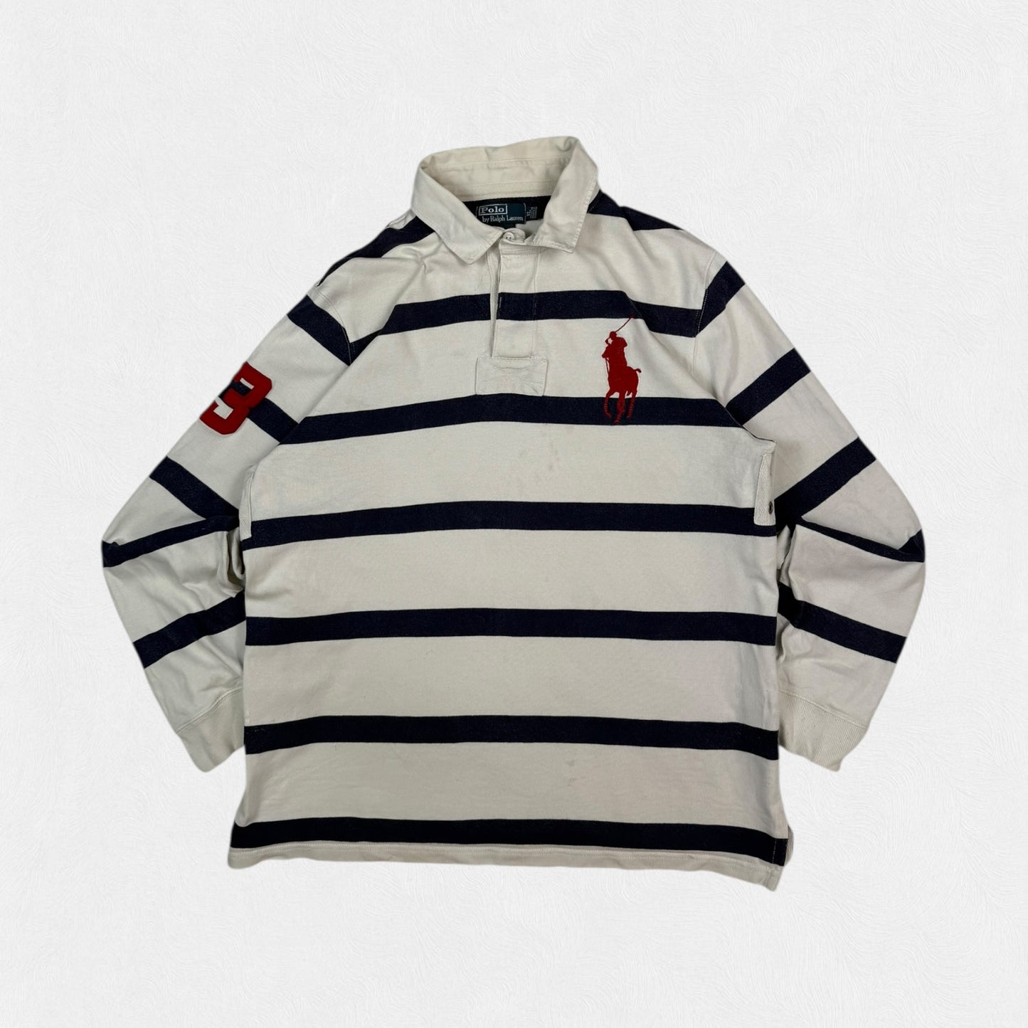 Vintage Polo Ralph Lauren big pony striped rugby polo shirt (XL)