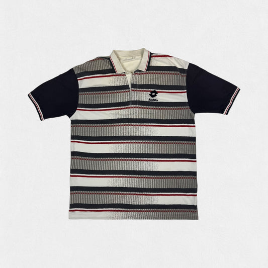 Vintage 90s Lotto abstract striped polo shirt (XL)