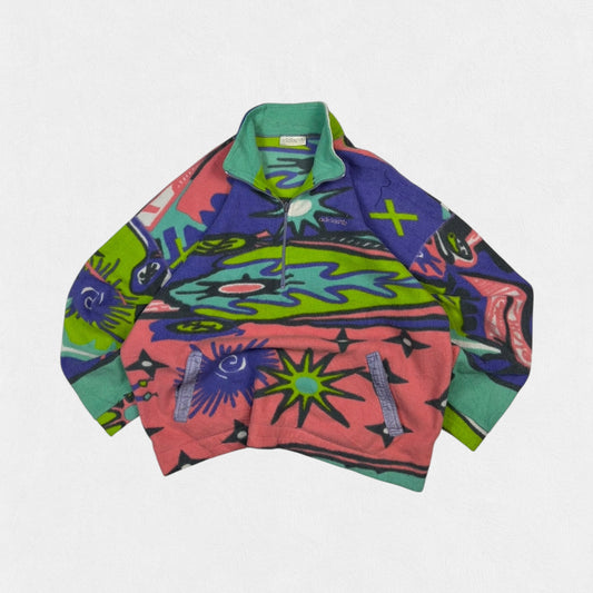 Vintage 90s adidas originals abstract quarter zip fleece (M)