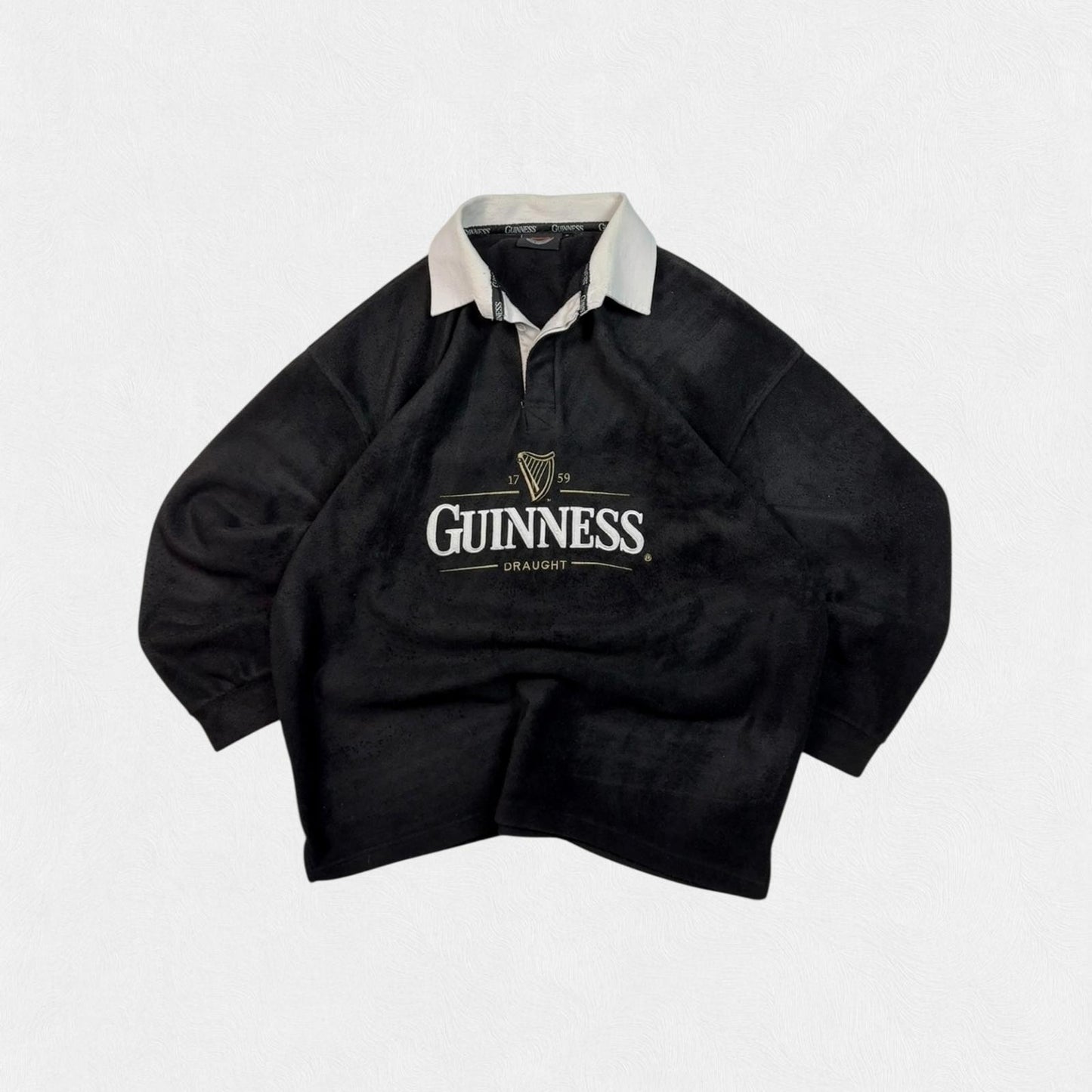 Vintage Guinness spell out fleece rugby shirt (XL)