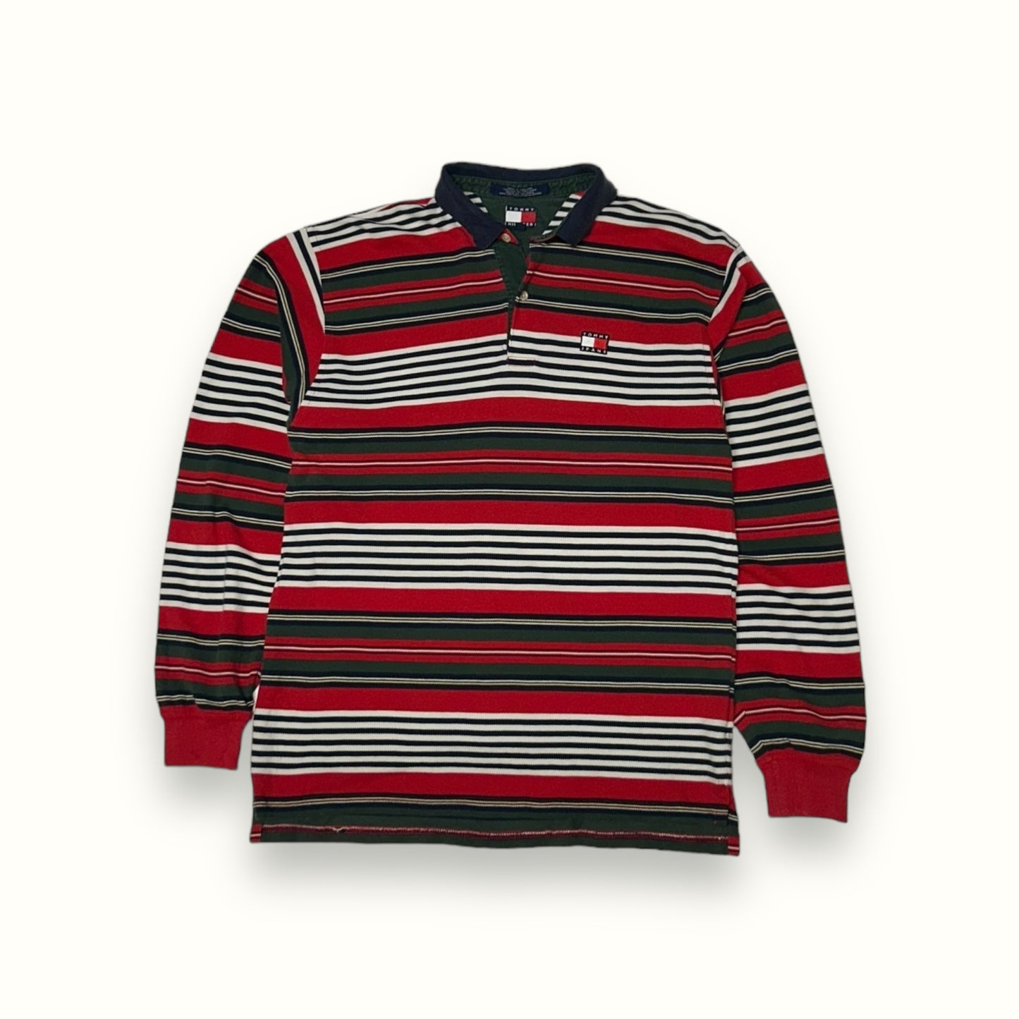 Vintage 90s Tommy Hilfiger striped polo shirt (S)