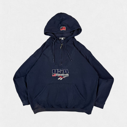 Vintage 90s Reebok USA quarter zip hoodie (L)