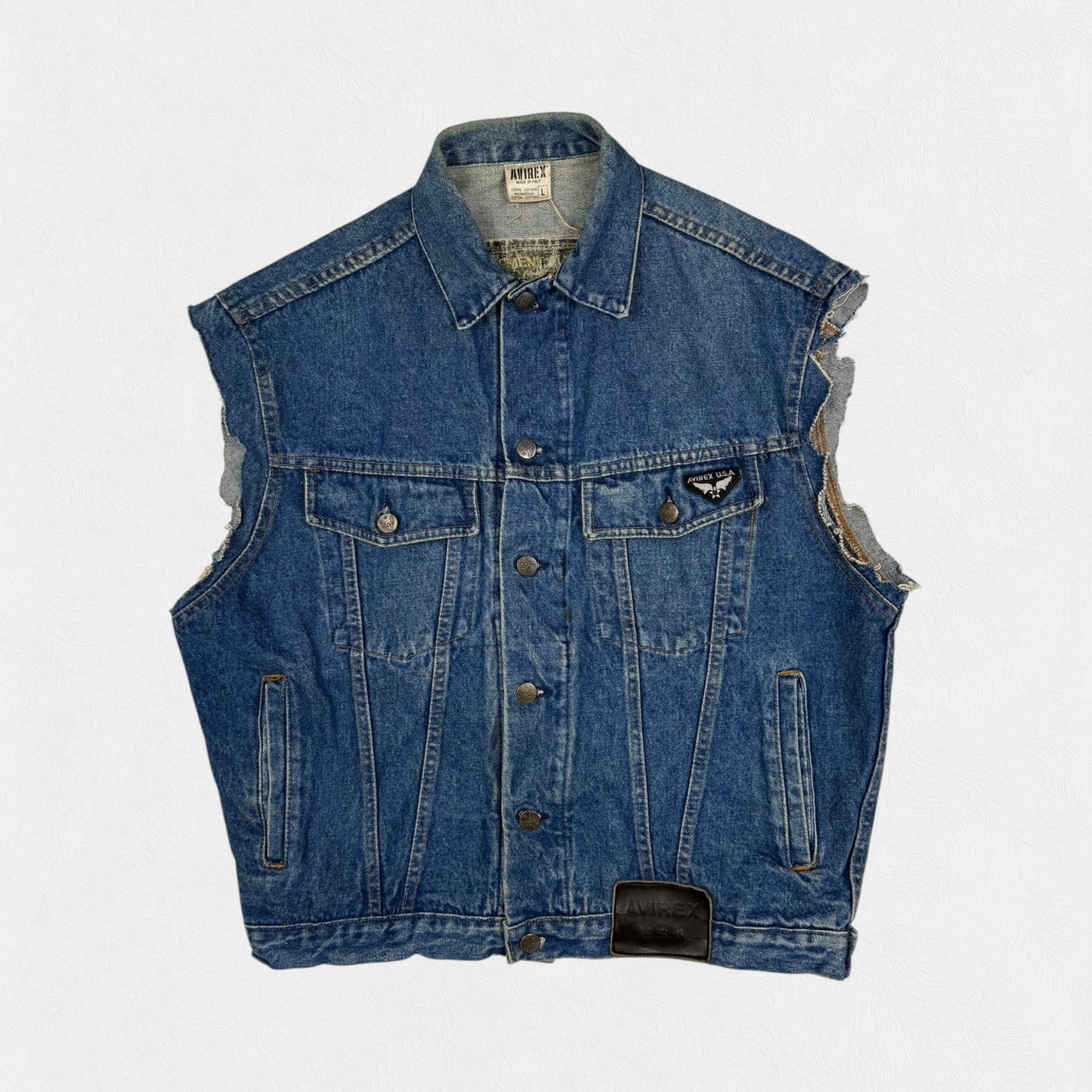 Vintage Avirex USA denim vest jacket (L)