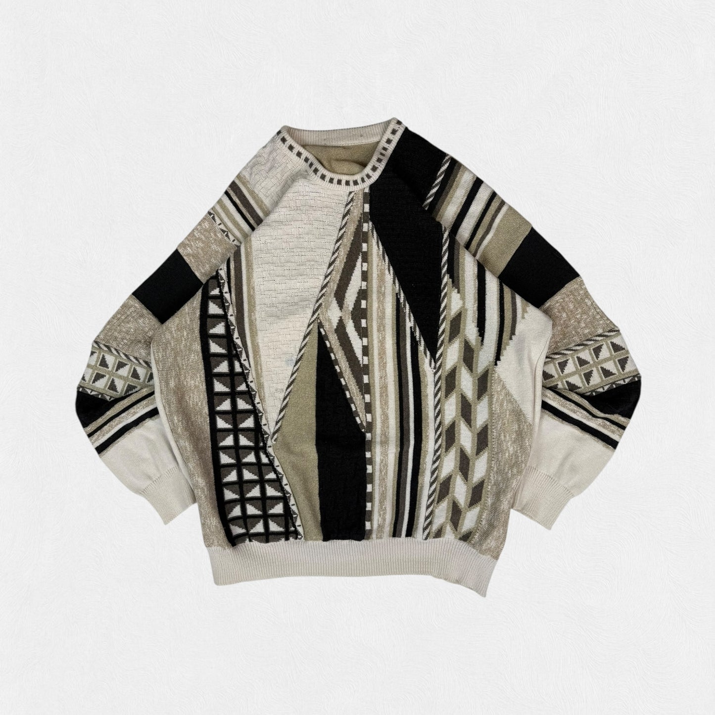 Vintage abstract coogi style knit sweater (XL)