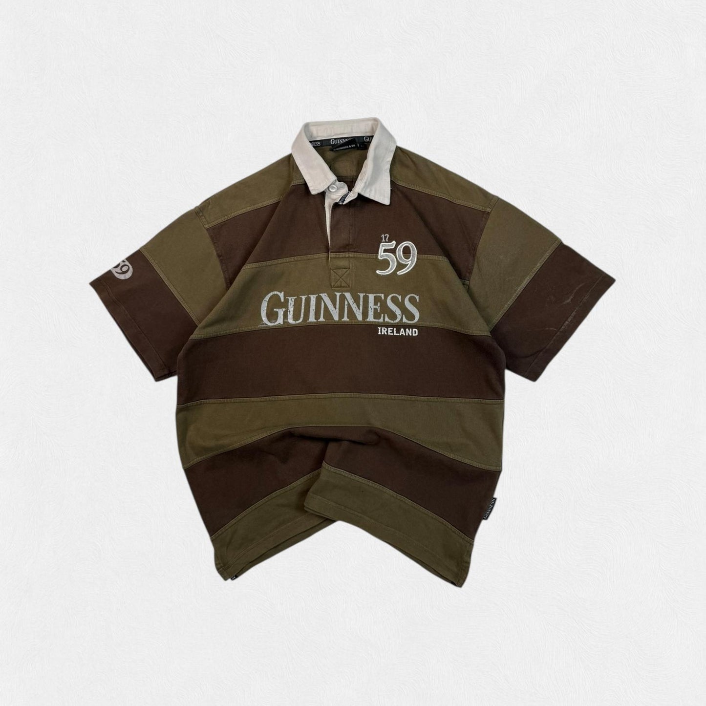 Vintage Guinness striped rugby polo shirt (L)