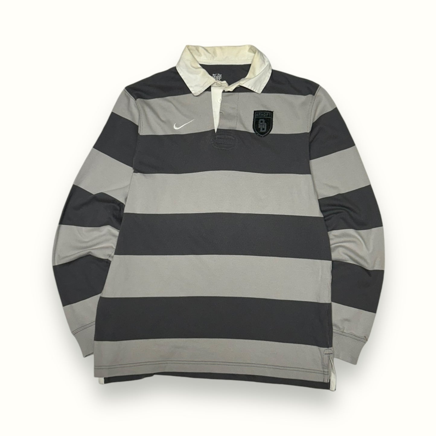 Nike athletic dept striped rugby polo shirt (L)