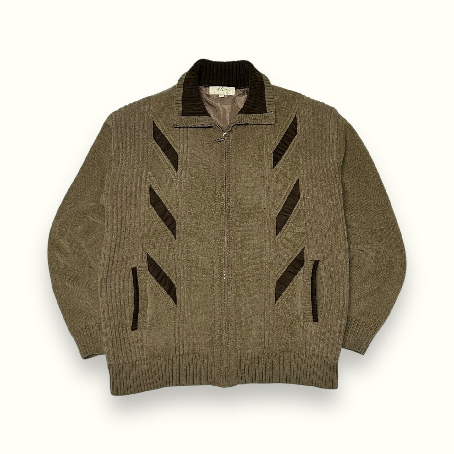 Vintage full zip grandad knit sweater (XL)