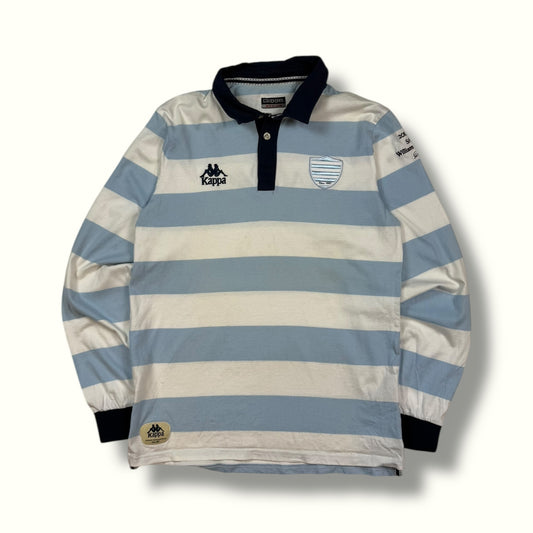 Racing Metro 92 Kappa striped rugby polo shirt (M)