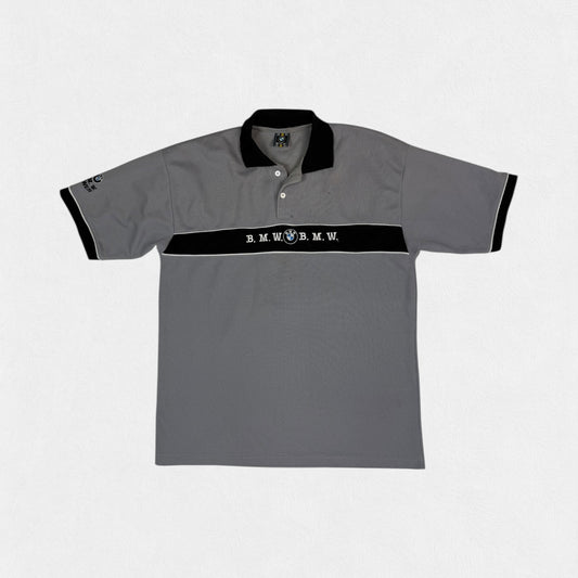 Vintage 90s BMW racing spell out polo shirt (XL)