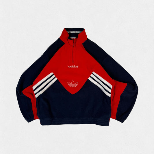Vintage 90s Adidas originals colour block quarter zip fleece (M)