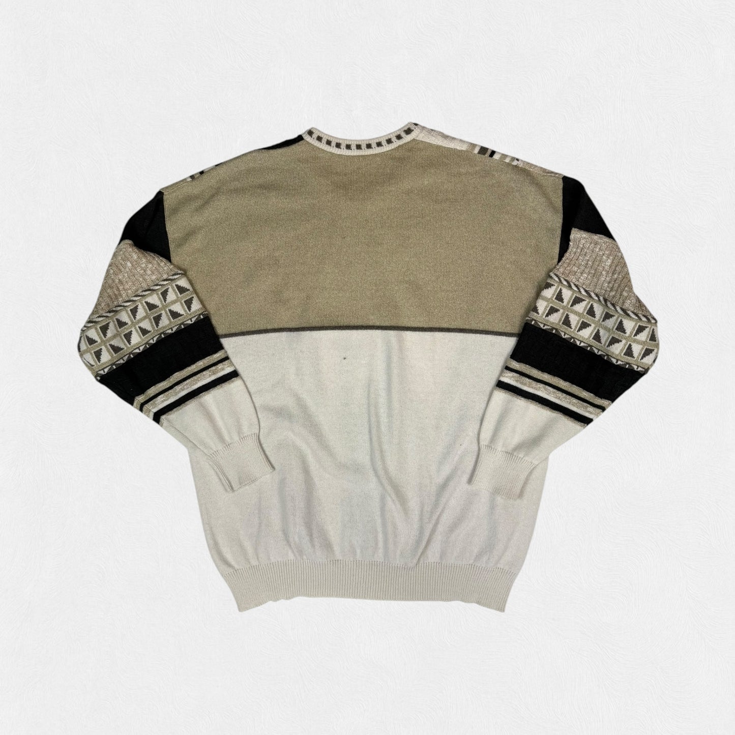 Vintage abstract coogi style knit sweater (XL)