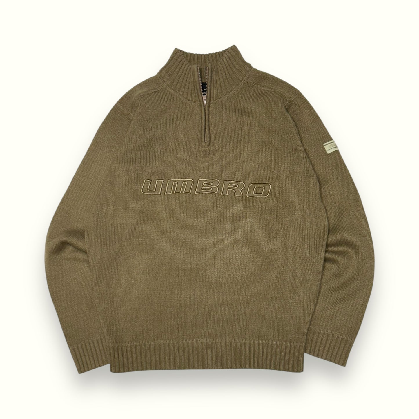 Vintage Umbro spell out quarter zip knit sweater (M)