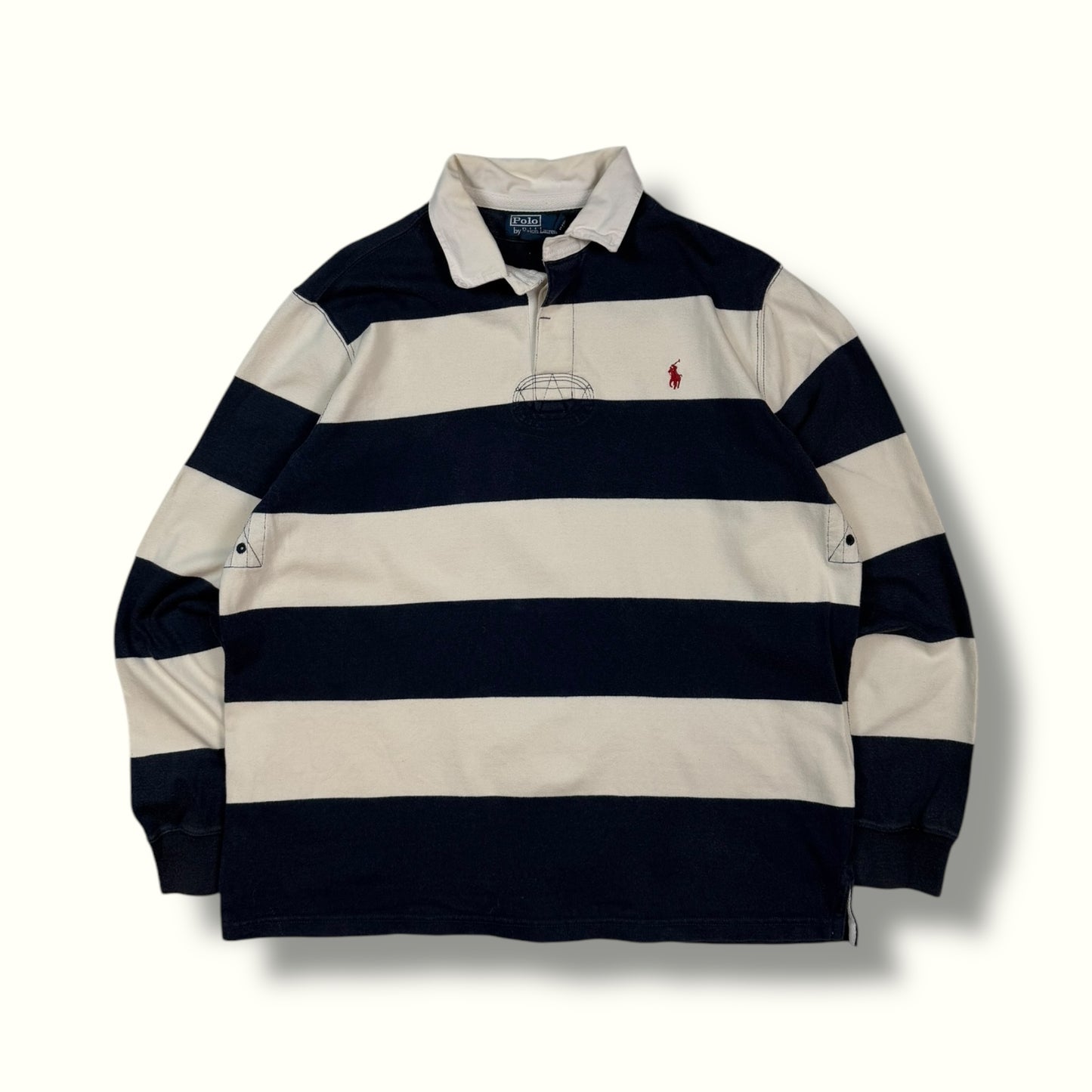 Vintage Polo Ralph Lauren striped rugby polo shirt (XL)