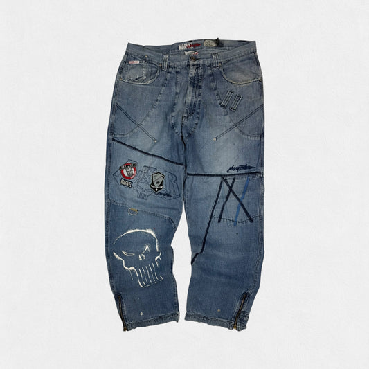 Vintage Marvel Johnny Blaze baggy denim jeans (W38)