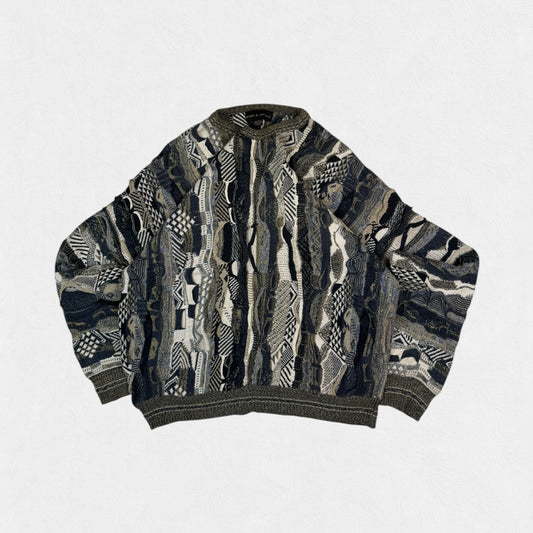 Vintage Coogi style abstract knit sweater (L)
