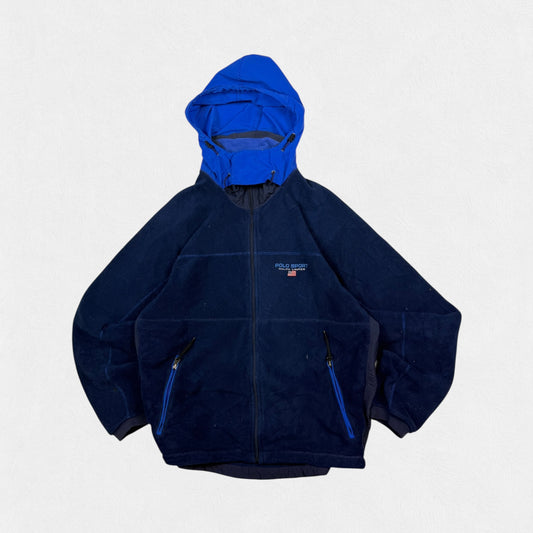 Vintage 90s Polo Sport hooded fleece jacket (XL)