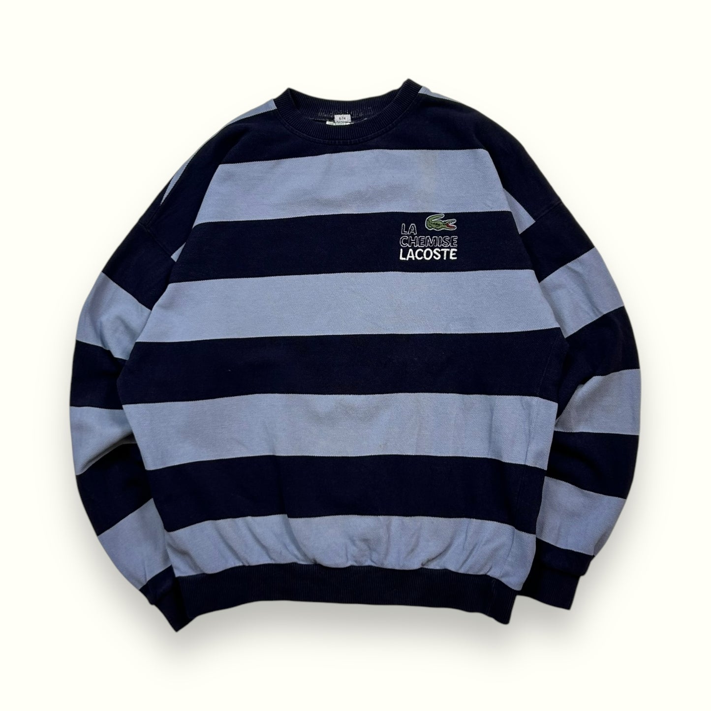 Vintage 80s Lacoste La Chemise striped sweatshirt (M)