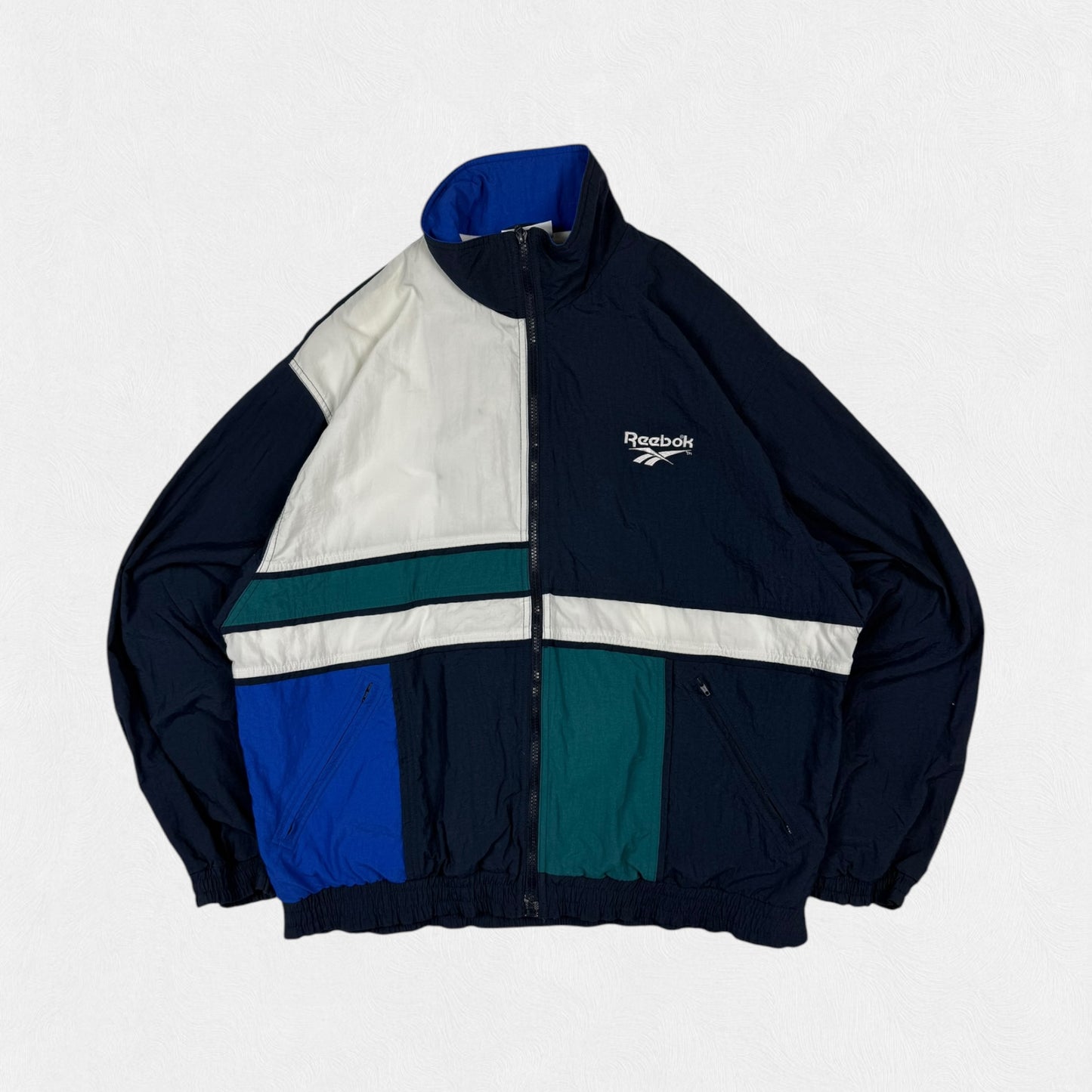 Vintage 90s Reebok abstract colour block track jacket (L)