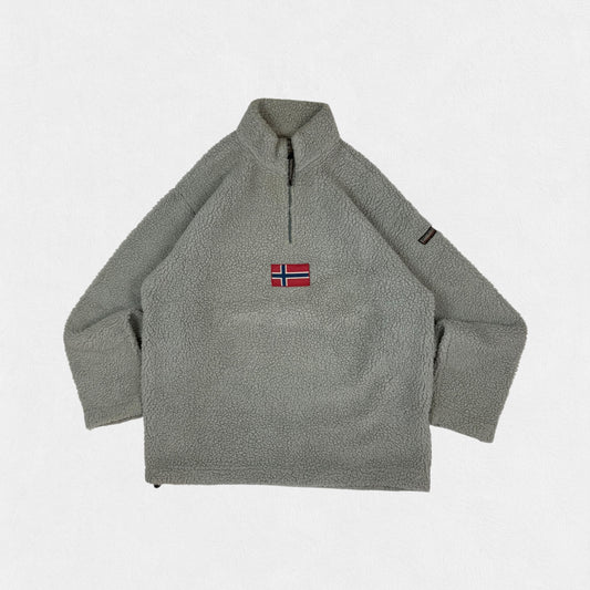 Vintage Napapijri deep pile quarter zip fleece (L)