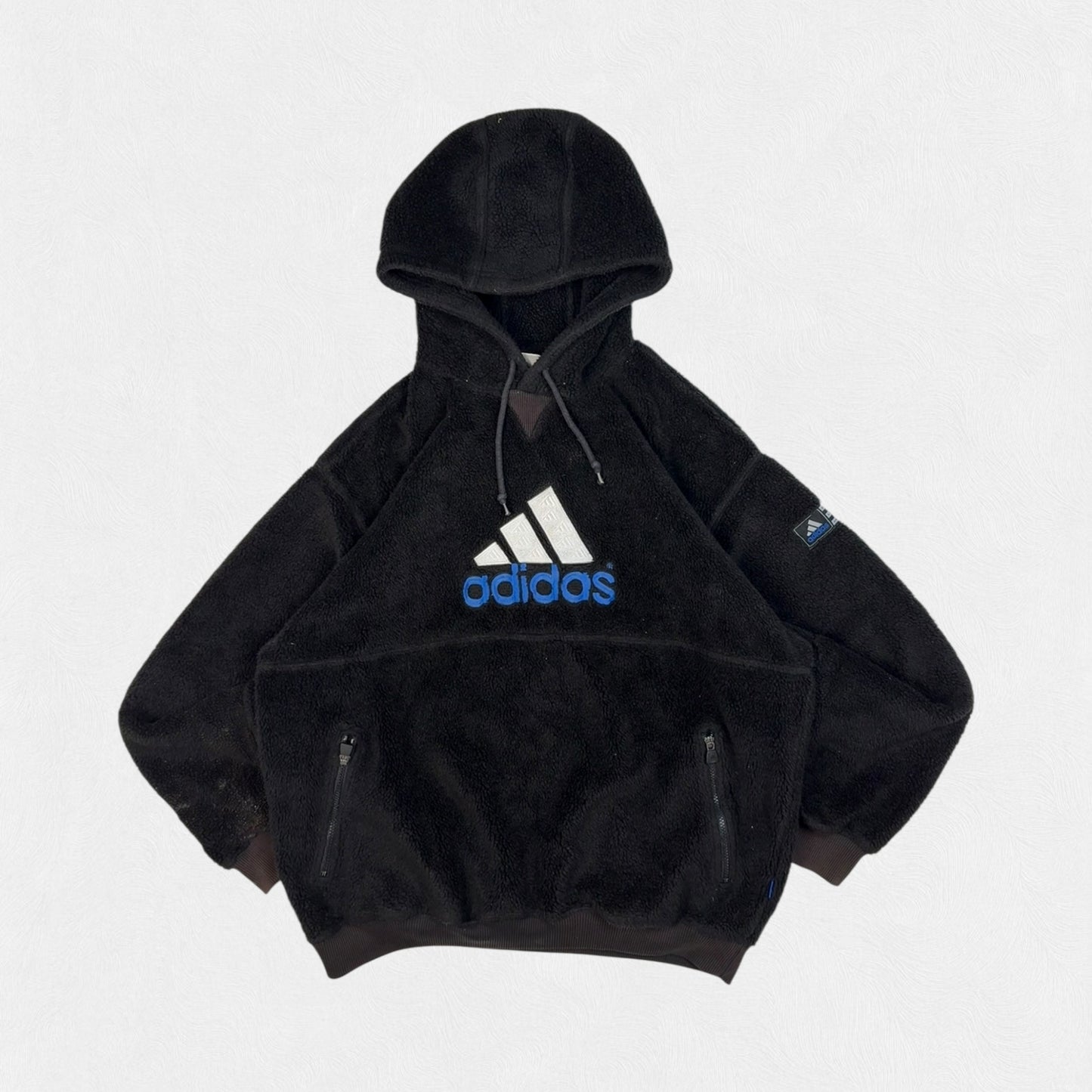 Vintage 90s Adidas centre logo sherpa fleece hoodie (XL)