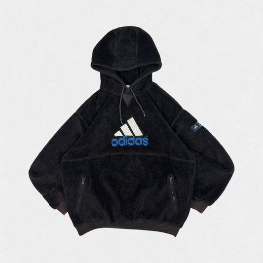 Vintage 90s Adidas centre logo sherpa fleece hoodie (XL)
