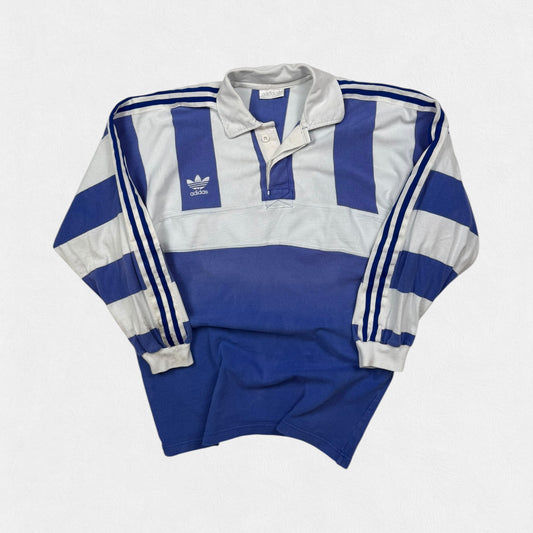 Vintage 90s Adidas originals striped rugby polo shirt (L)