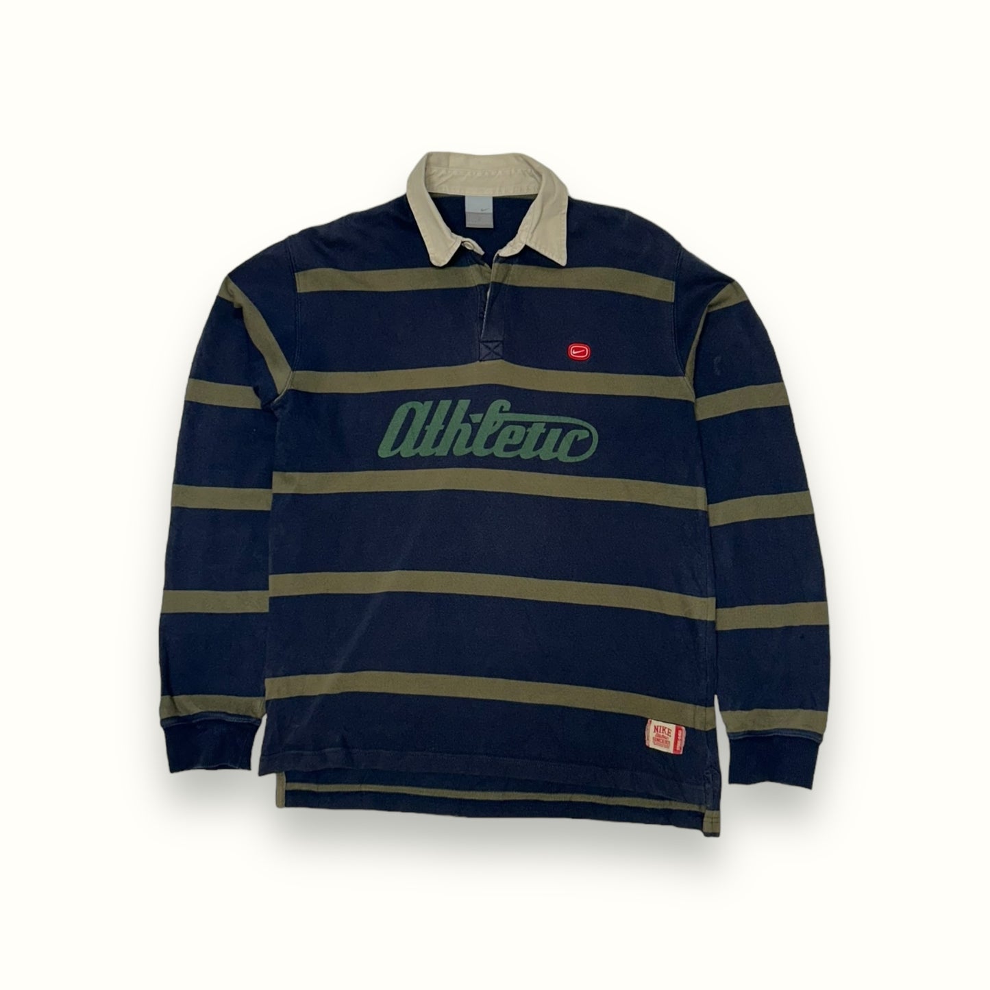 Vintage Nike athletic long sleeve striped rugby polo (M)