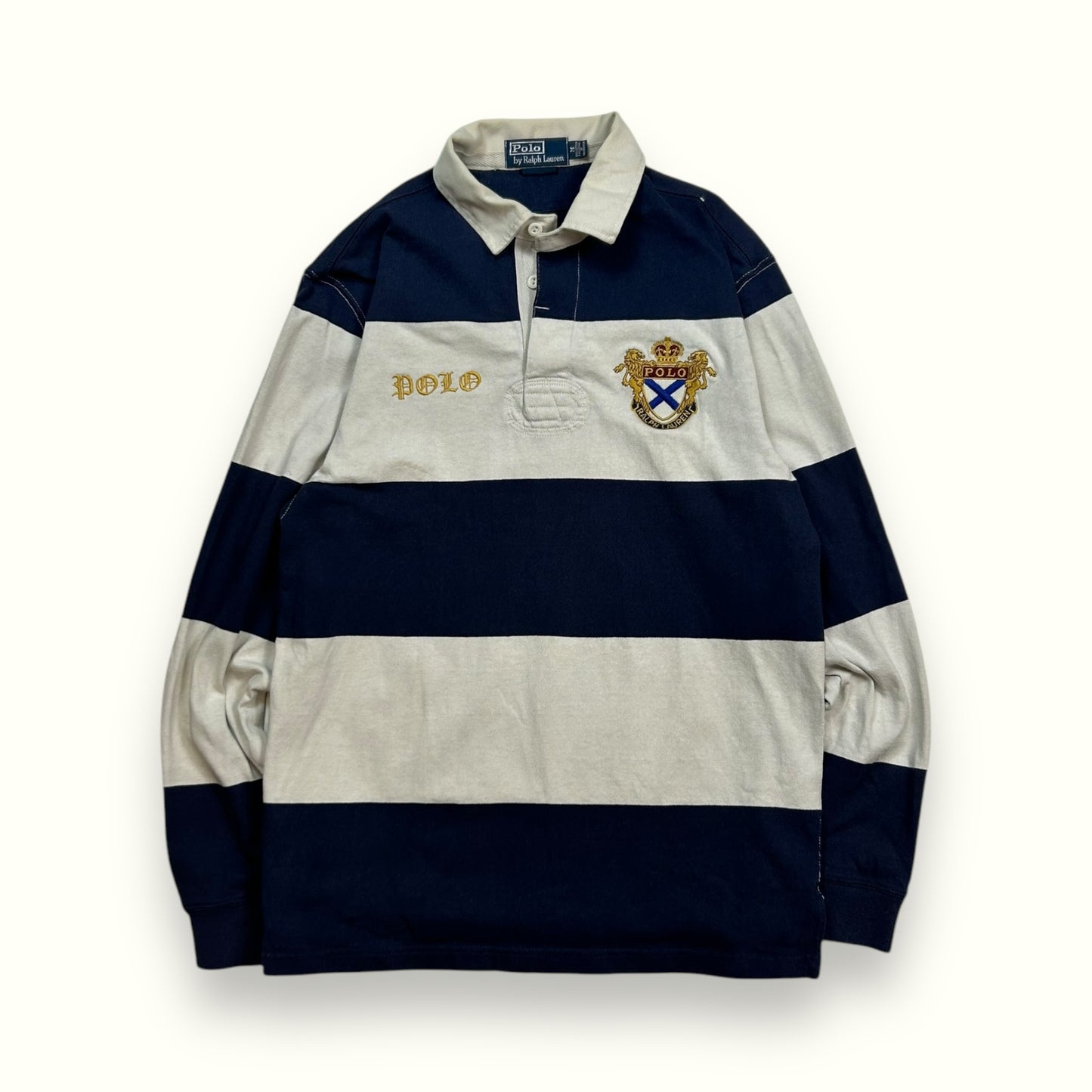 Vintage 90s Polo Ralph Lauren striped rugby polo shirt (M)