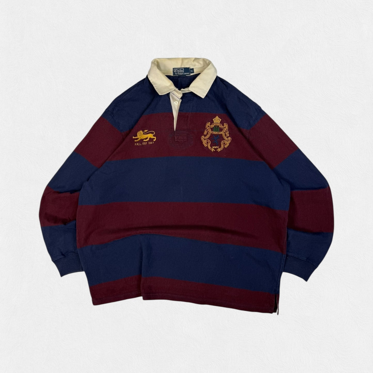 Vintage Polo Ralph Lauren striped rugby polo shirt (XL)