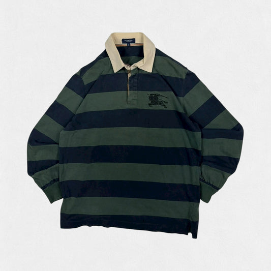 Vintage Burberry striped rugby polo shirt (S)