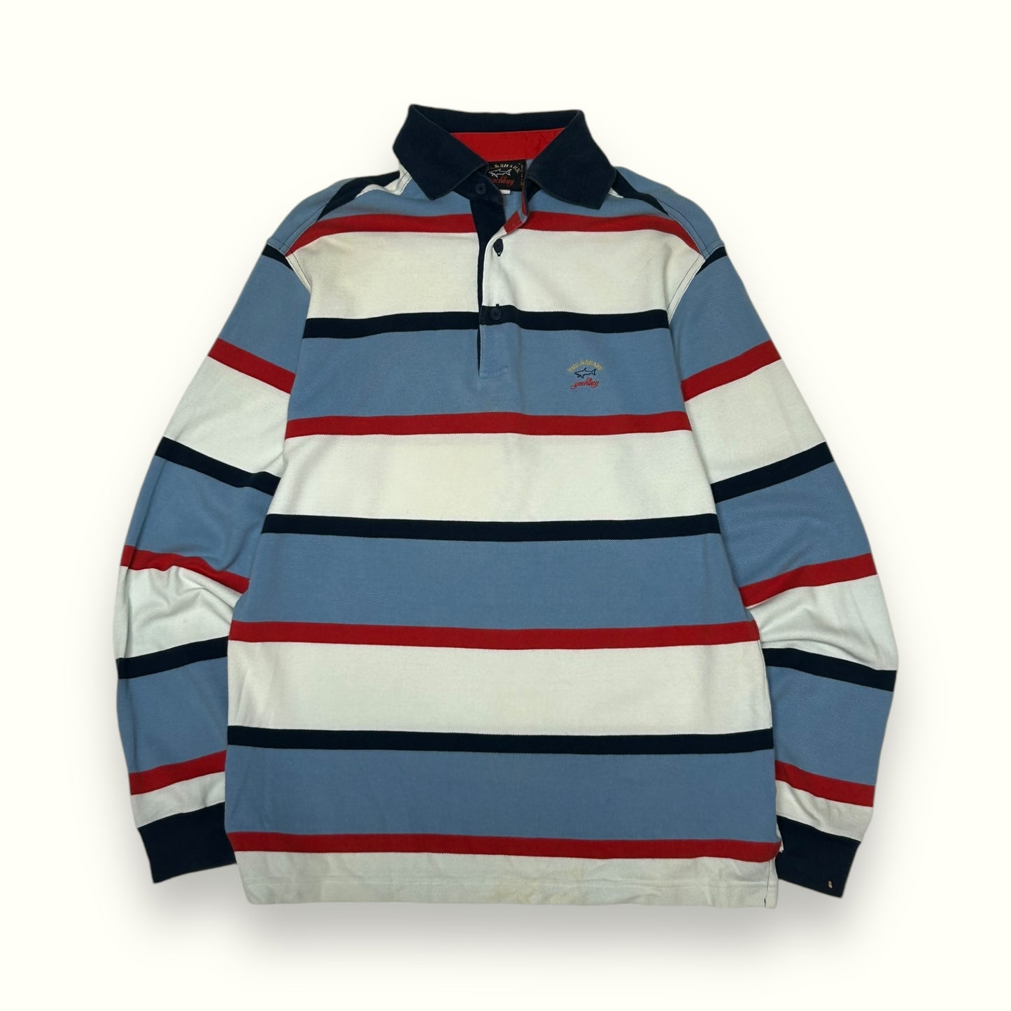 Vintage Paul & Shark striped l/s polo shirt (S)