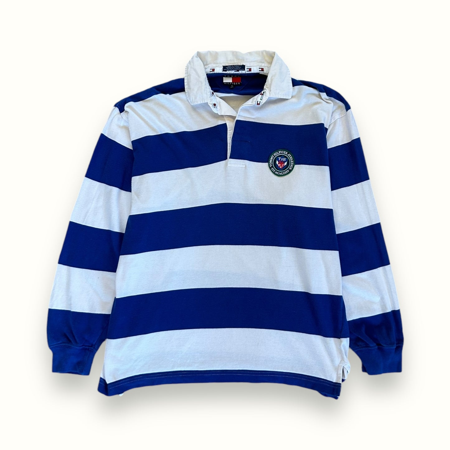 Vintage 90s Tommy Hilfiger striped rugby polo shirt (M)