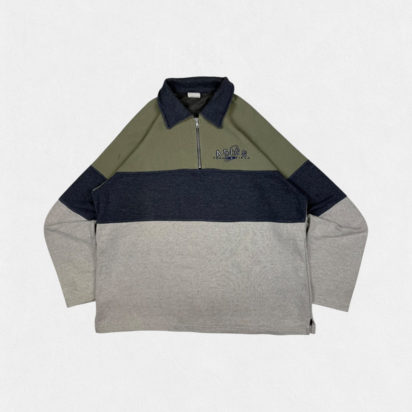 Vintage 90s Asics colour block quarter zip sweatshirt (XL)